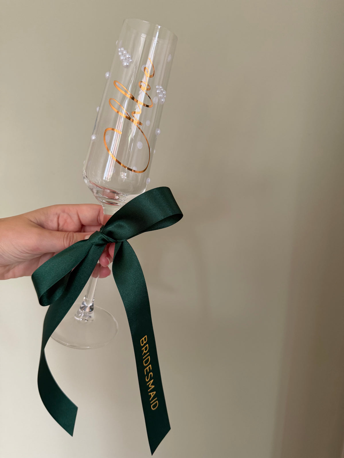 Personalised Bridesmaid Champagne Glass | Pearl Glass