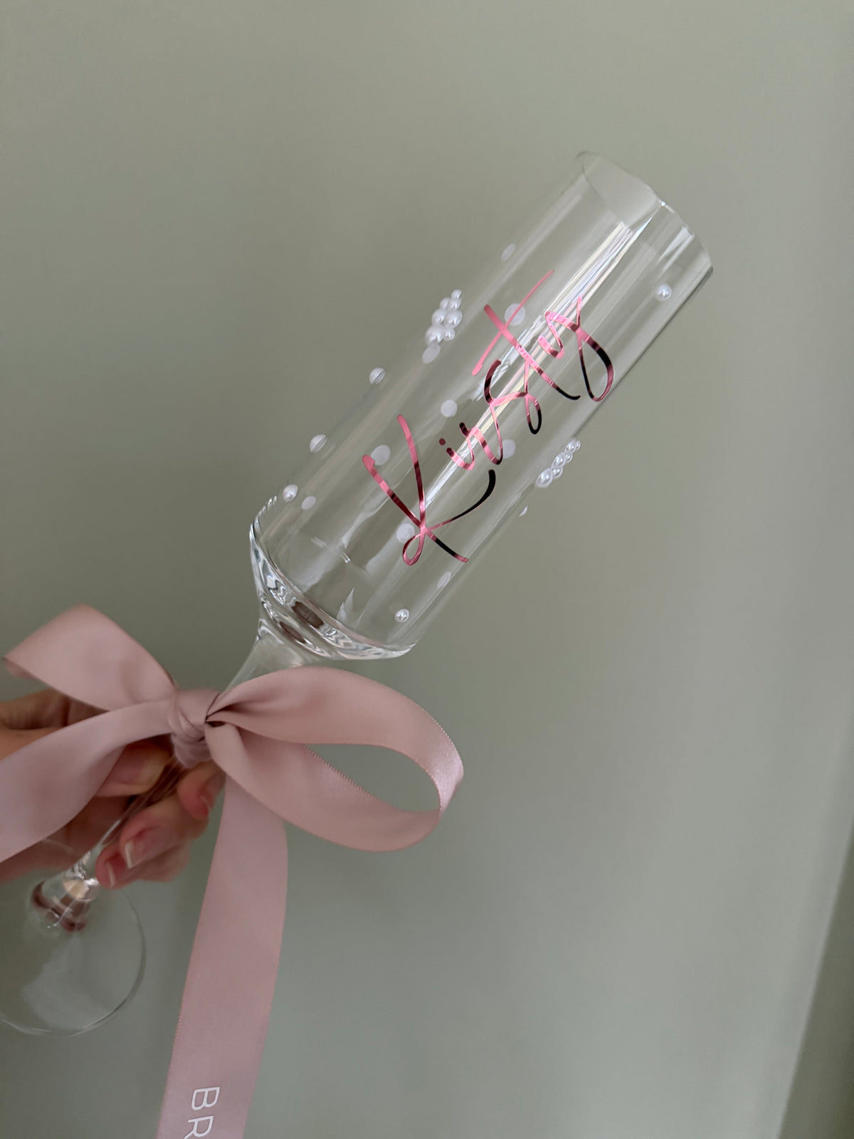 Personalised Bridesmaid Champagne Glass | Pearl Glass
