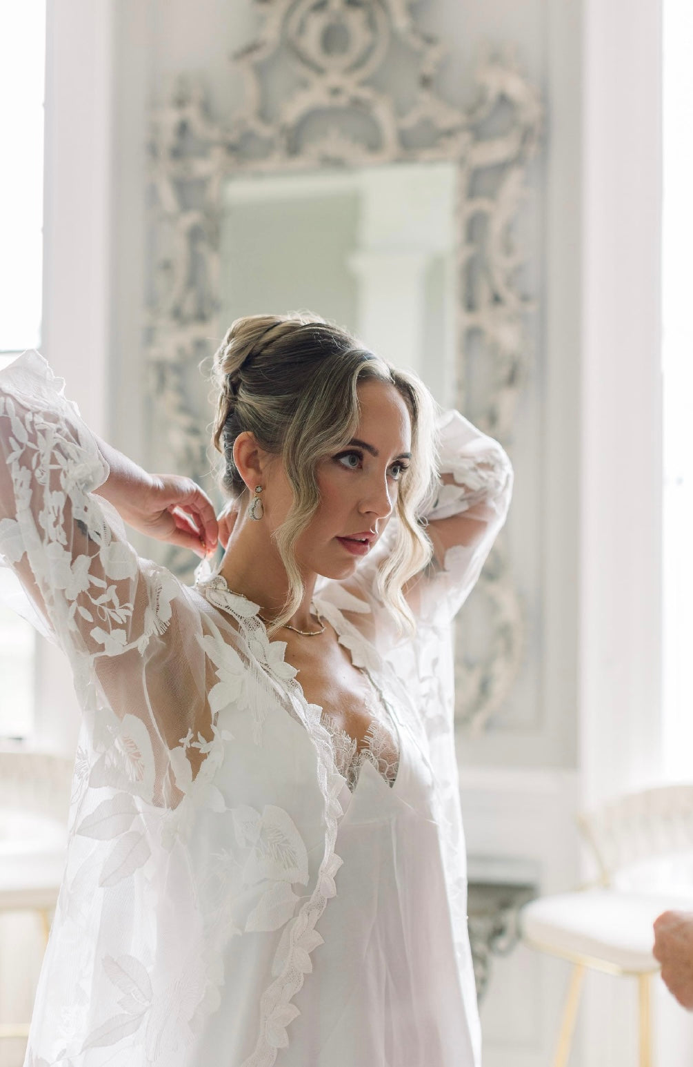 Personalised Lace Style Bride Robe - With Inner Soft Slip