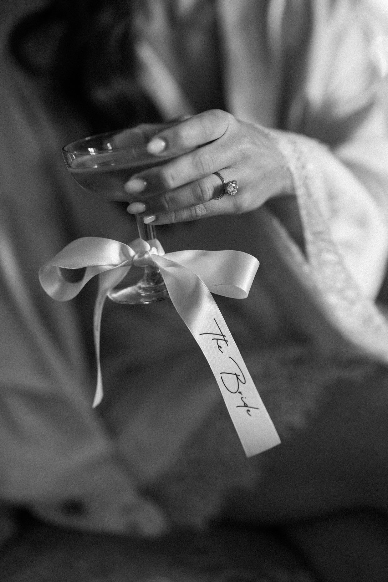 Champagne Bridesmaid Personalised Ribbon for Champagne coupe Glass
