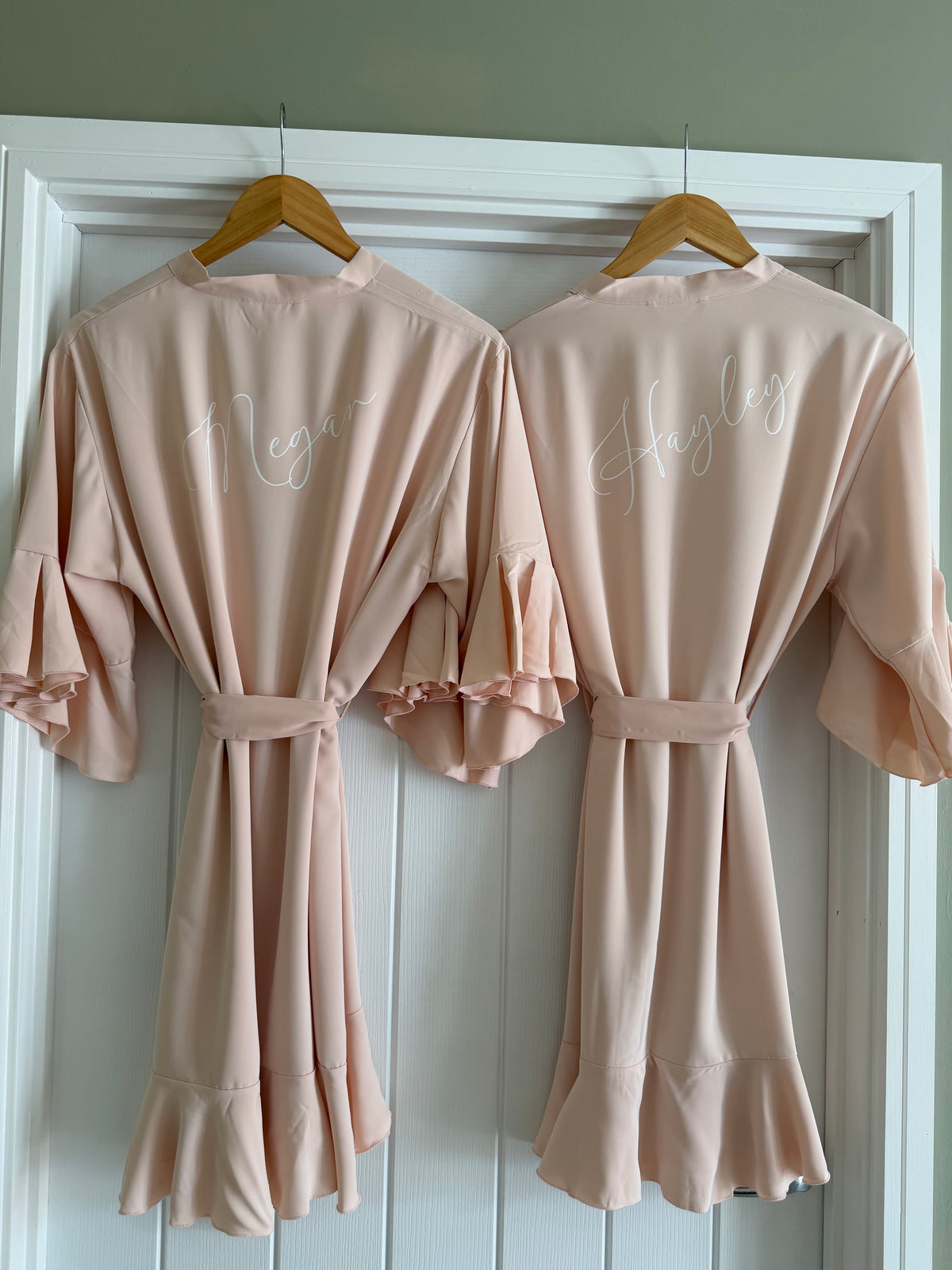 Personalised Ruffle Bridesmaid Robe | Satin Bride Wedding Dressing Gown