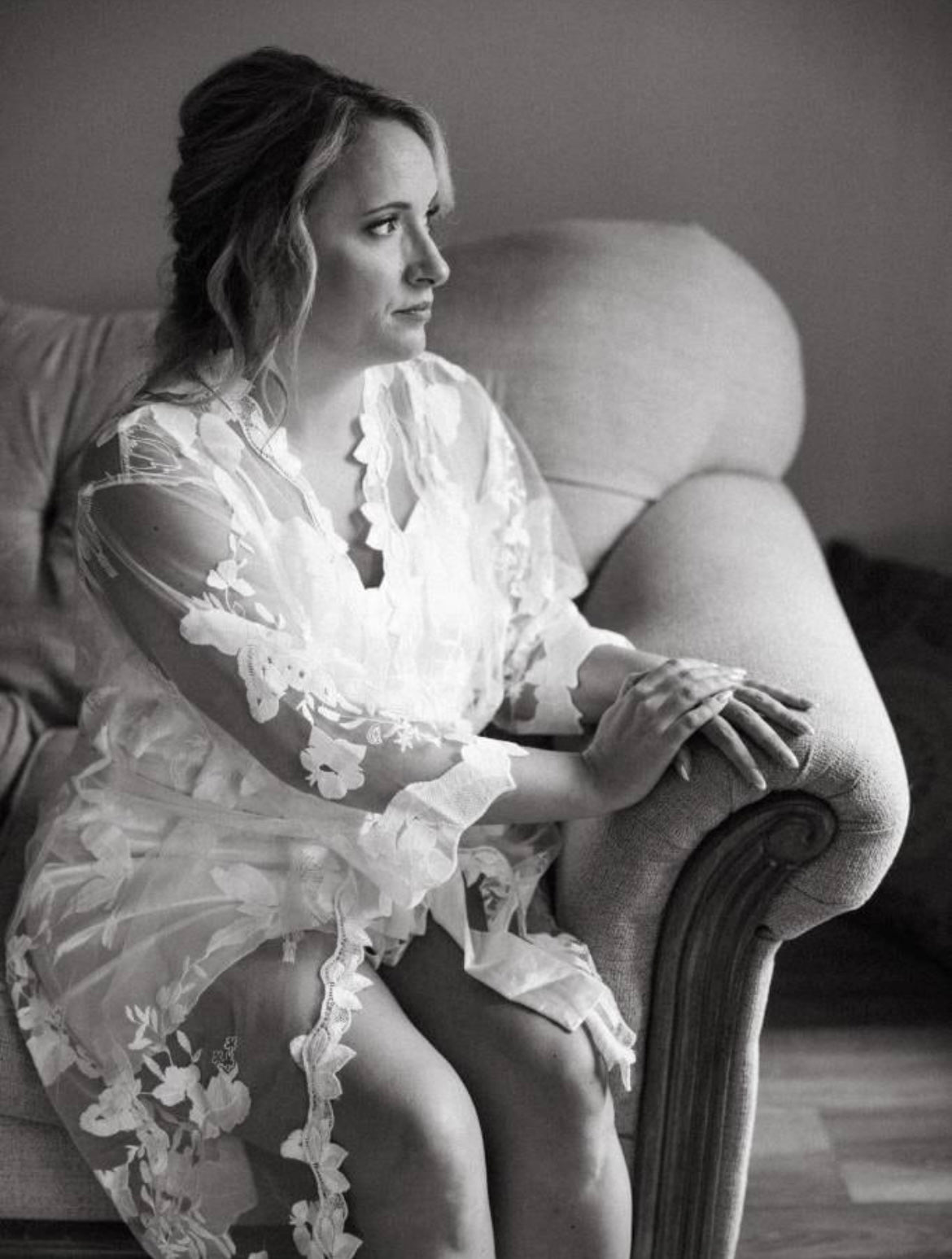 Personalised Lace Style Bride Robe - With Inner Soft Slip
