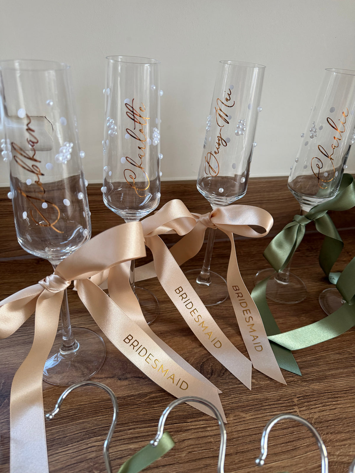 Personalised Bridesmaid Champagne Glass | Pearl Glass