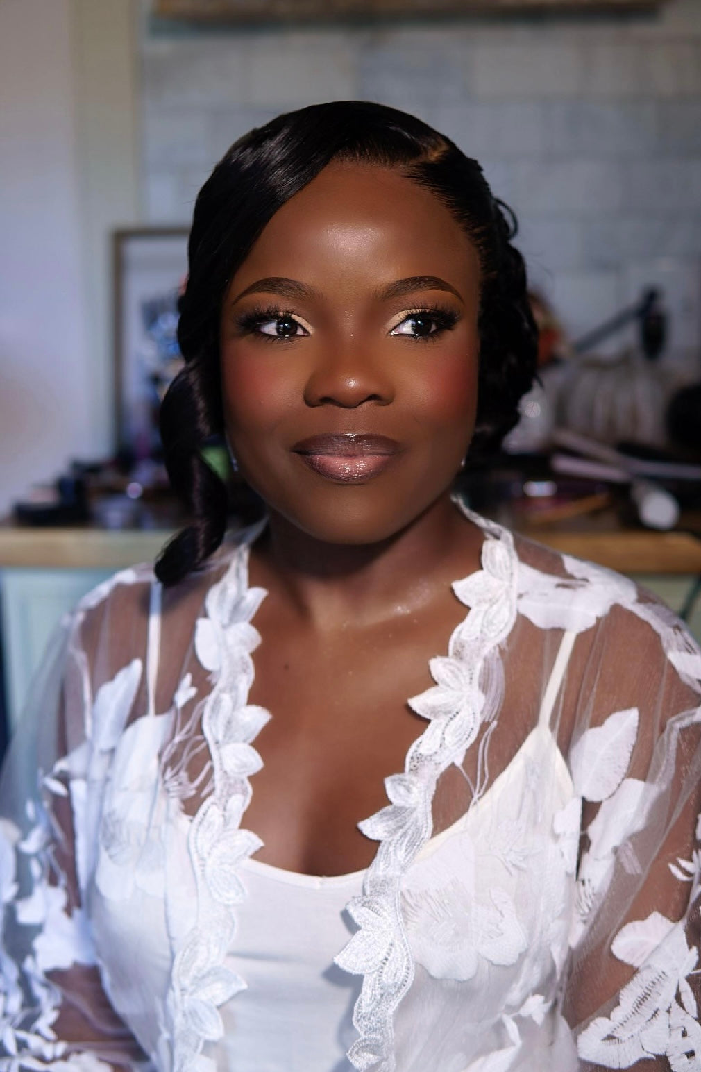 Personalised Lace Bridal Robe - with Inner Slip