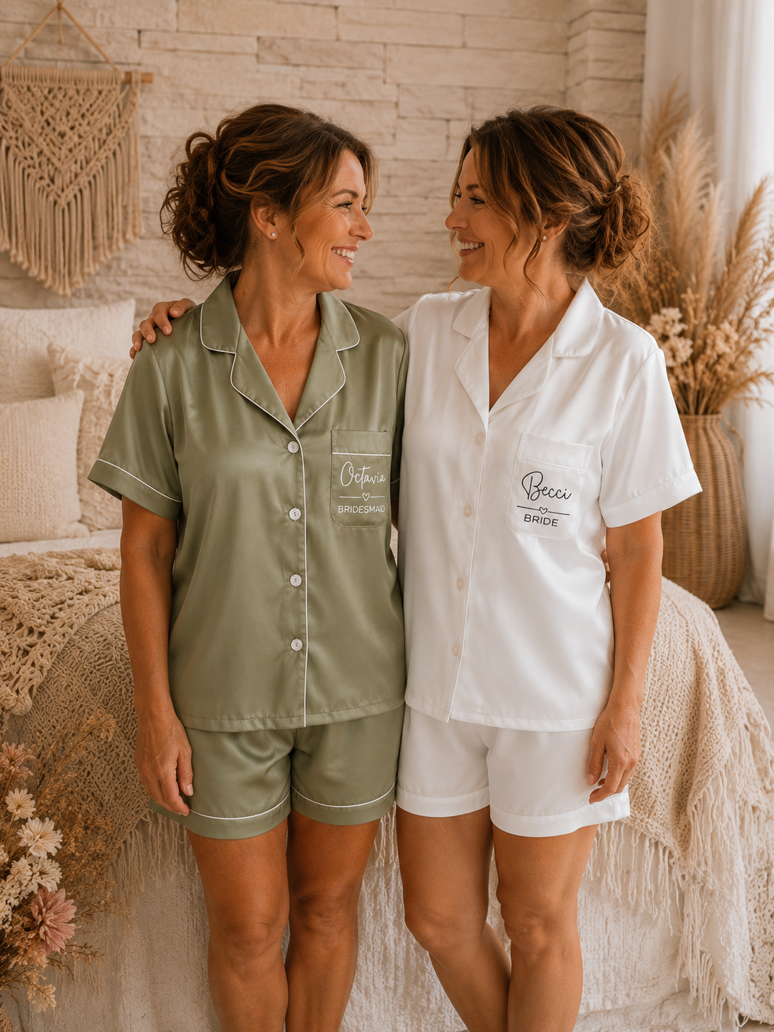 Bridesmaid Soft Satin Pjs - Text Design