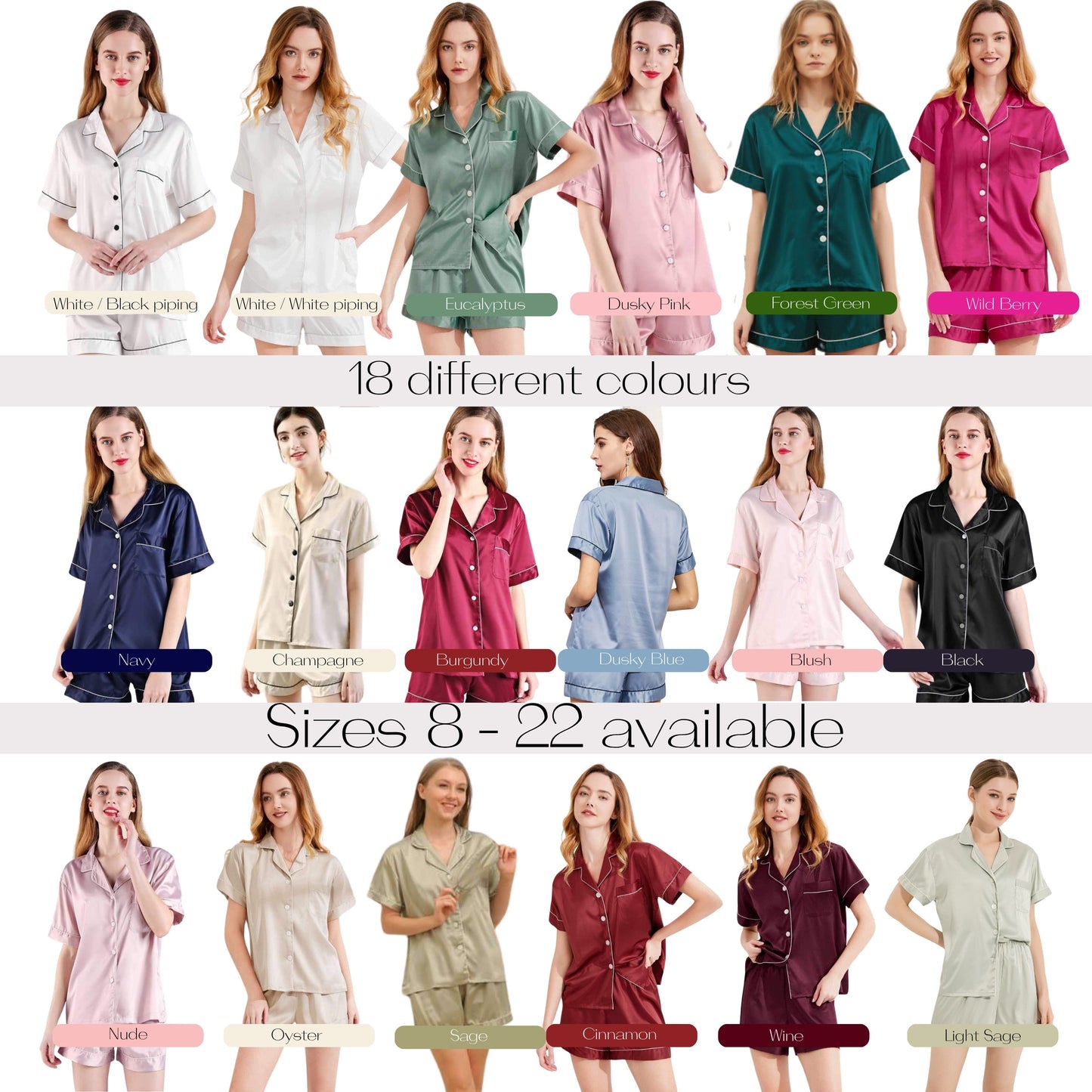 Bridesmaid Soft Satin Pjs - Text Design