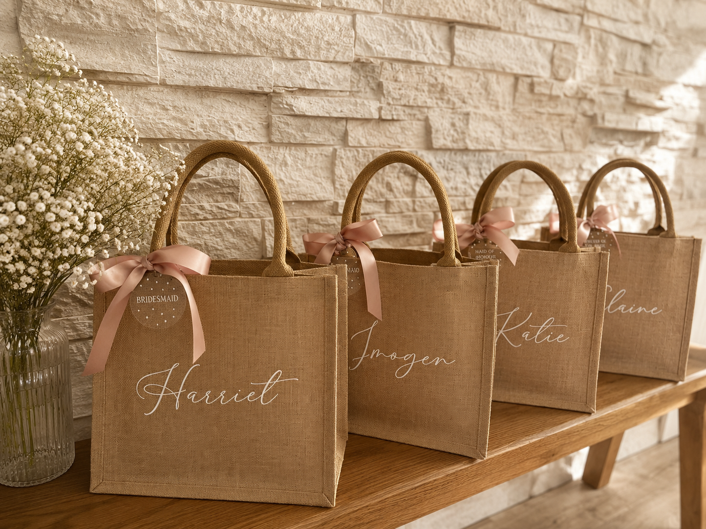 Hessian Bridesmaid Personalised Bag