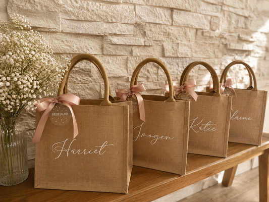 Hessian Bridesmaid Personalised Bag