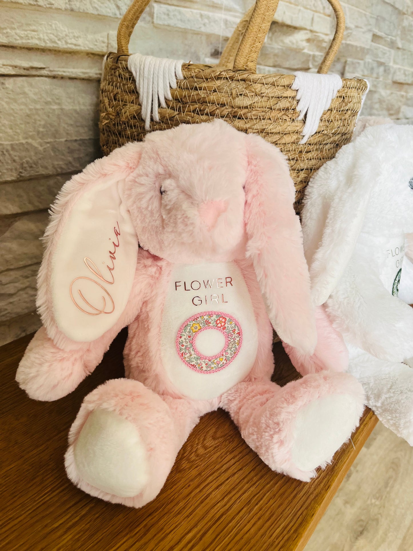 Flower Girl Bunny - with Embroidered Patch