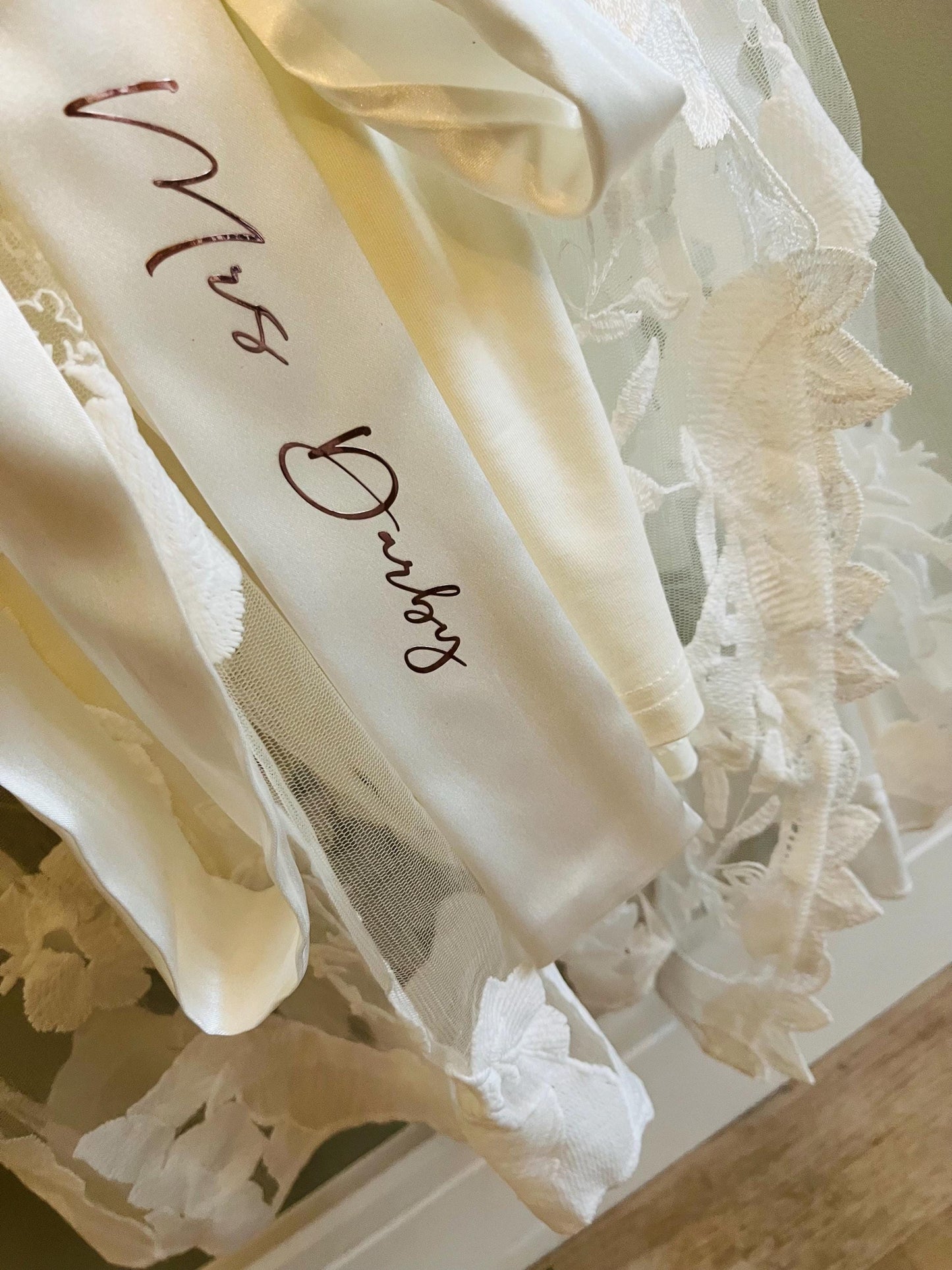 Personalised Lace Style Bride Robe - With Inner Soft Slip