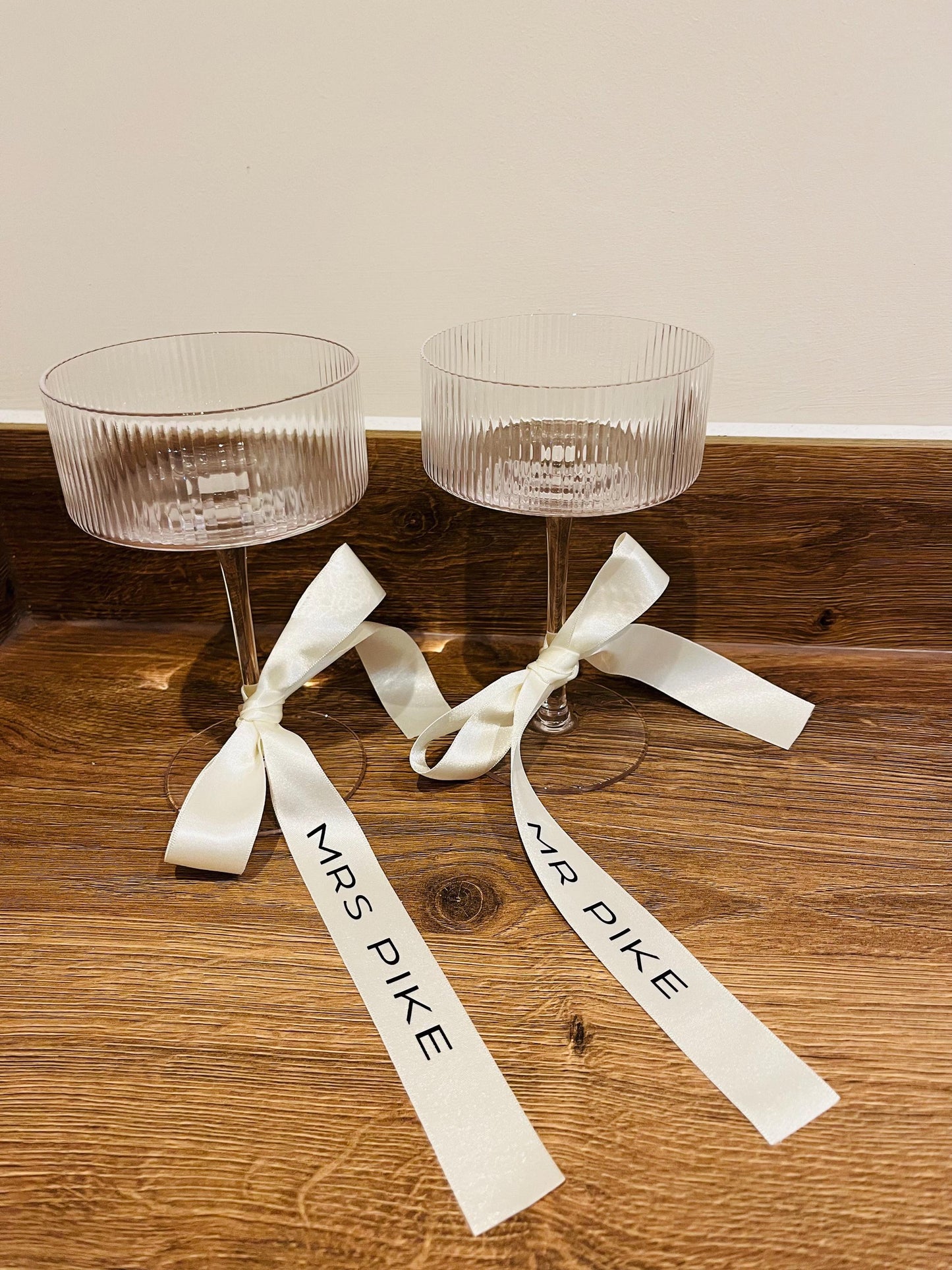 Personalised Gold Ribbon For Champagne Coupe Glass - Bridesmaid Gift - Bridesmaid flute - Personalised Ribbons - Bride Ribbon