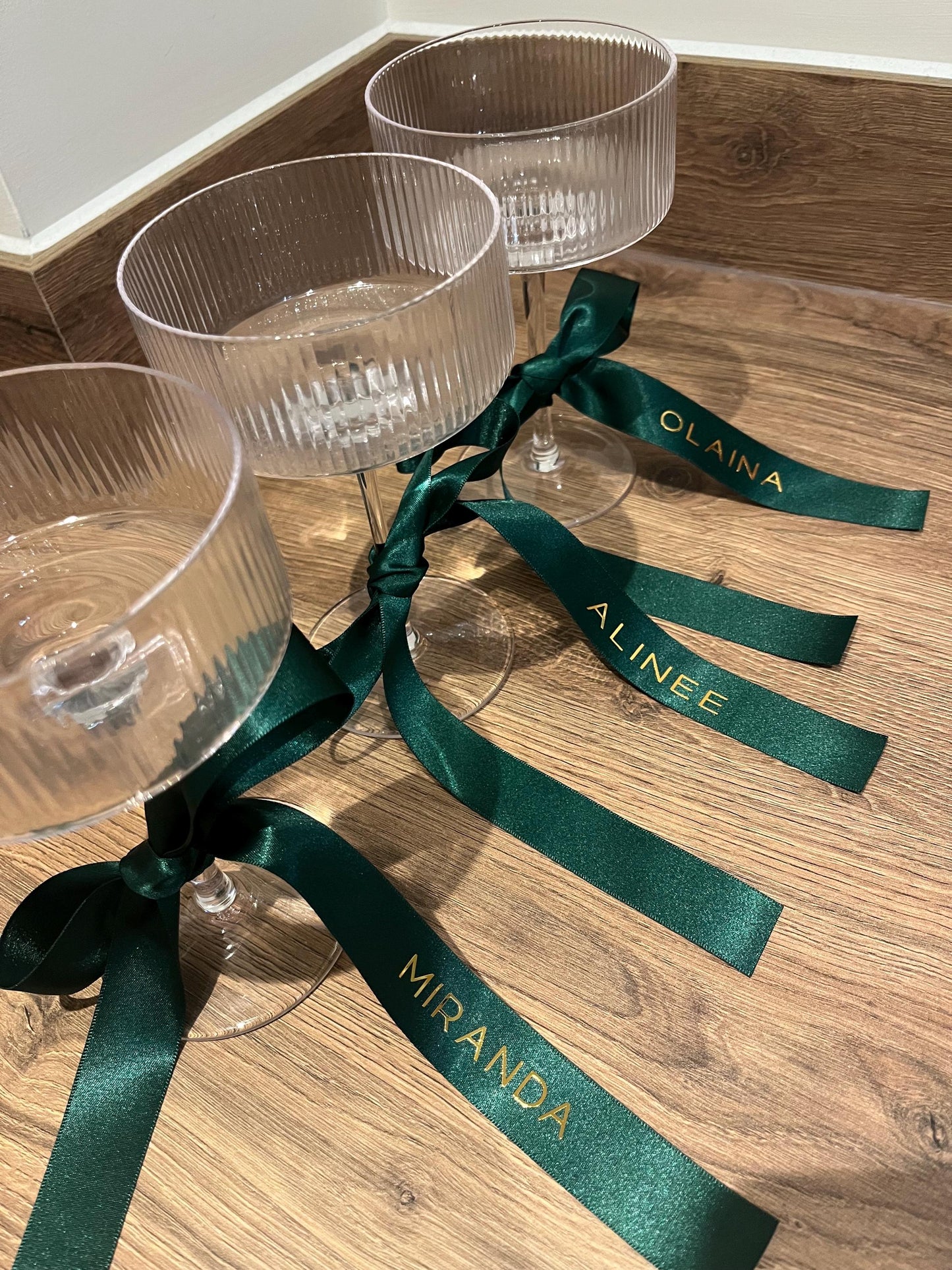 Personalised FOREST Ribbon For Bridesmaid Champagne Coupe Glass - Bridesmaid Gift - Bridesmaid flute - Personalised Ribbons - Bride Ribbon