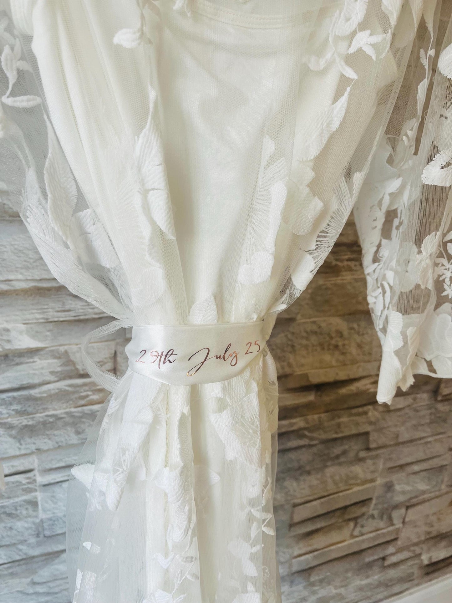 Lace Trim Bridesmaid Satin Robes - Bridesmaid personalised Robe -