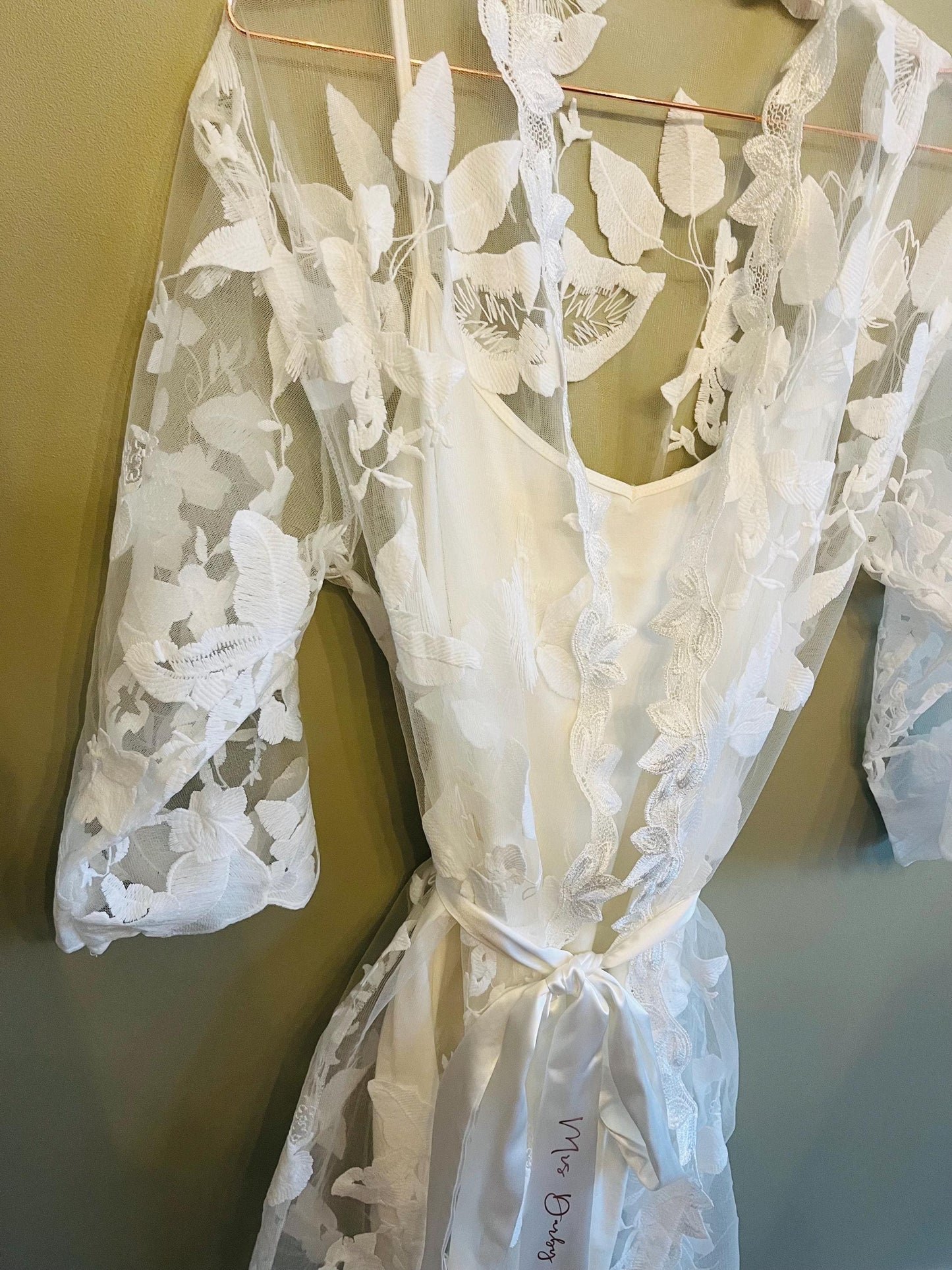 Personalised Lace Style Bride Robe - With Inner Soft Slip