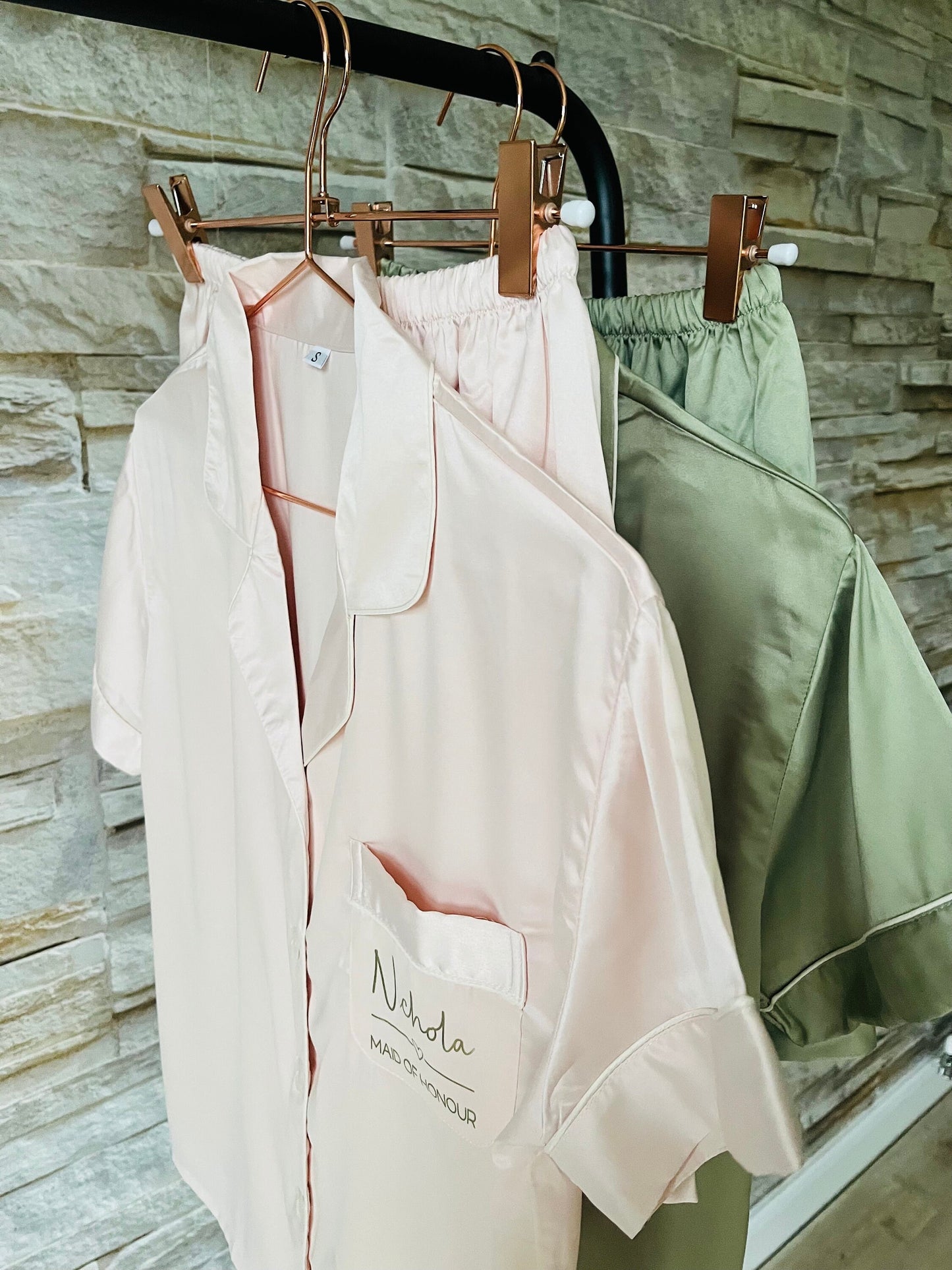 Bridesmaid Soft Satin Pjs - Text Design