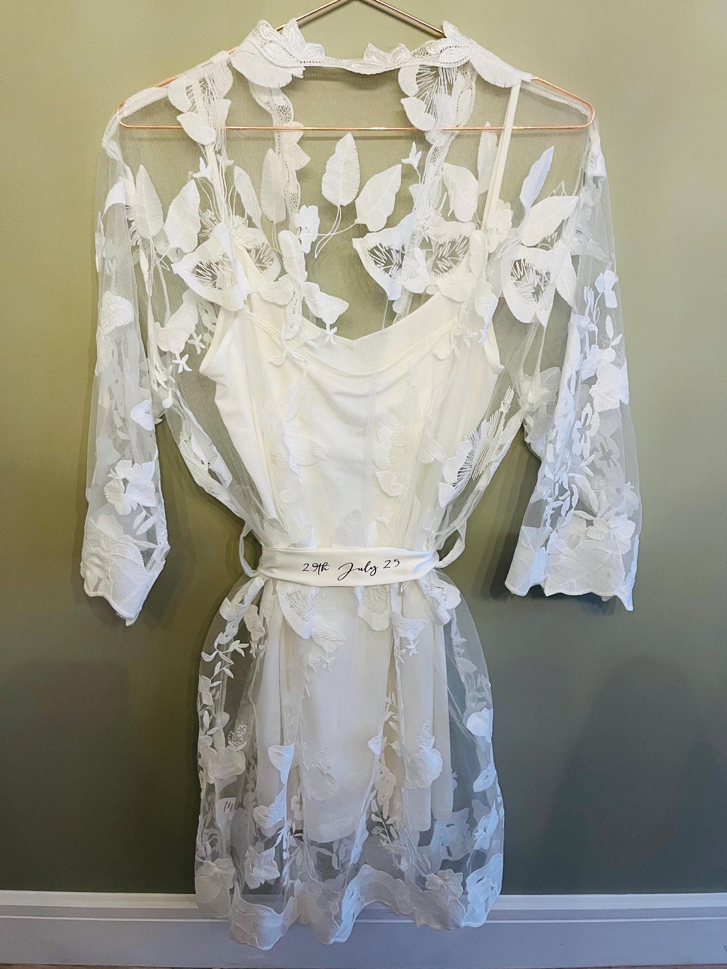 Personalised Lace Style Bride Robe - With Inner Soft Slip