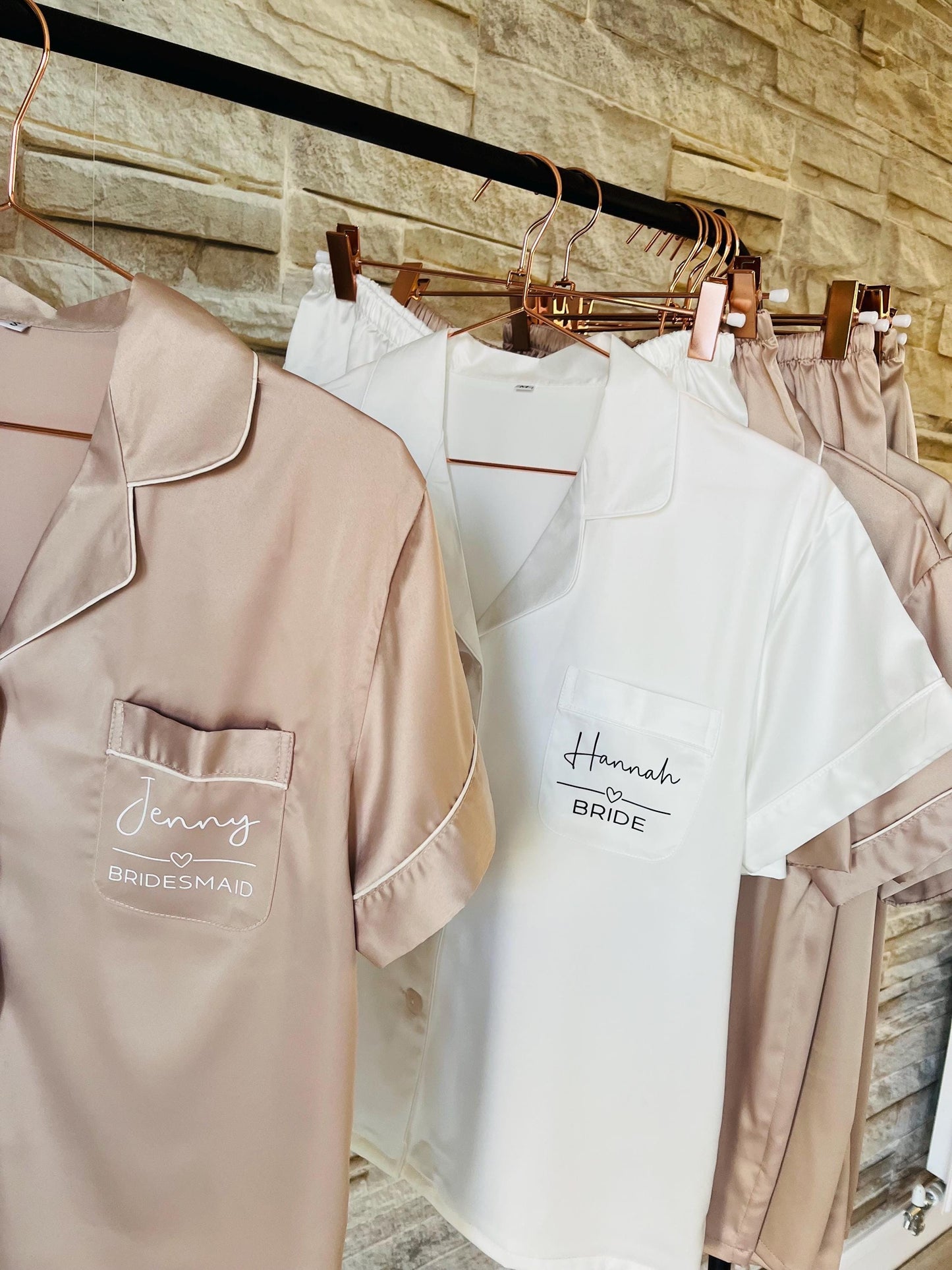 Bridesmaid Soft Satin Pjs - Text Design