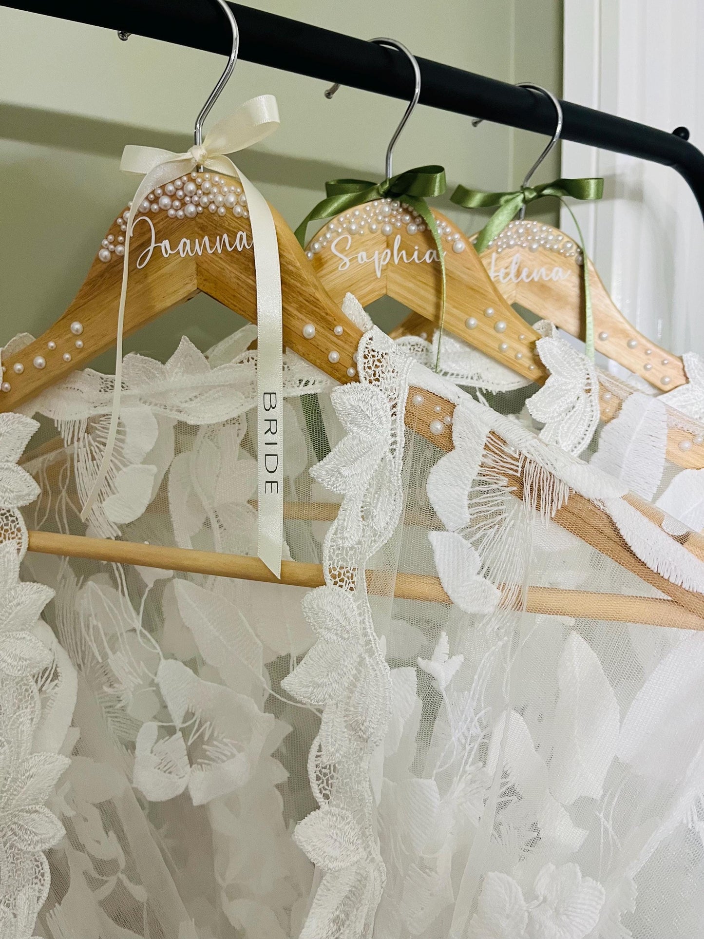 Personalised Pearl Wooden Bride / Bridesmaid Hanger