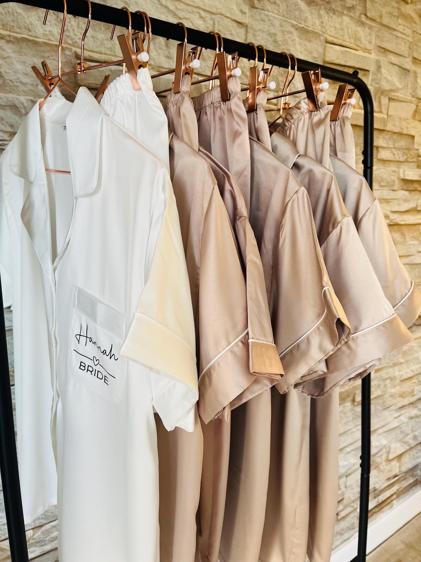 Bridesmaid Soft Satin Pjs - Text Design