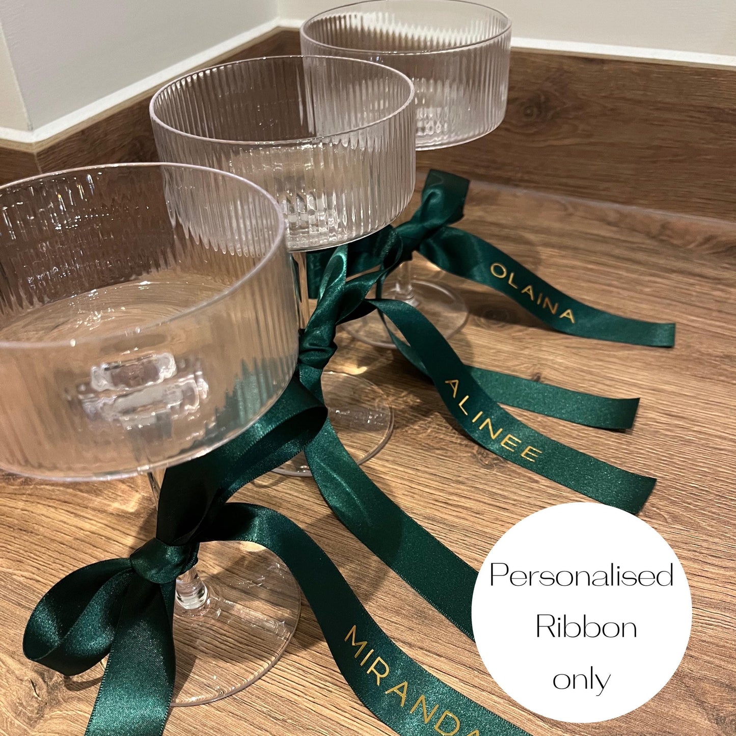 Personalised FOREST Ribbon For Bridesmaid Champagne Coupe Glass - Bridesmaid Gift - Bridesmaid flute - Personalised Ribbons - Bride Ribbon